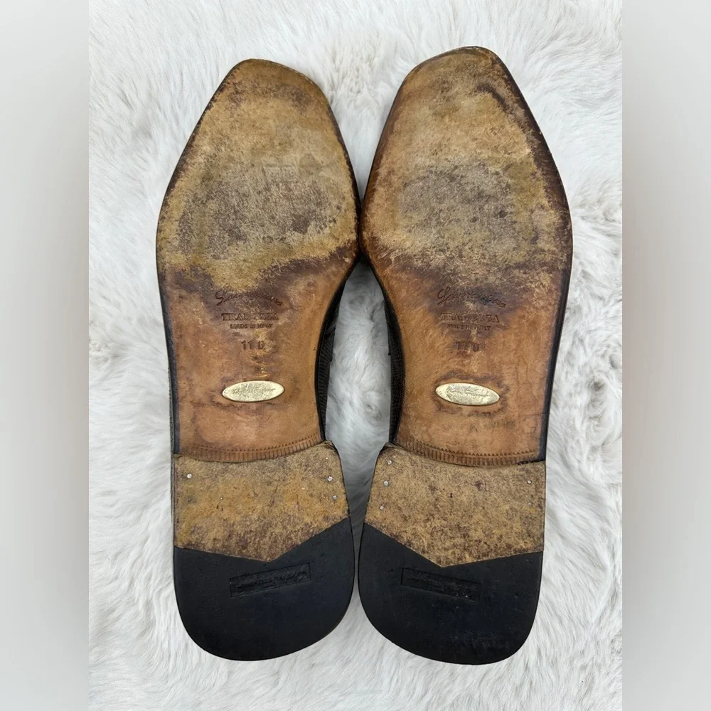 Salvatore ferragamo Lavorazione tramezza lizard Mens‎ loafers 11 D brown leather